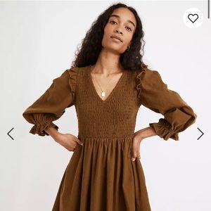 Madewell Flannel Lucie V-Neck Smocked Mini Dress - XXS